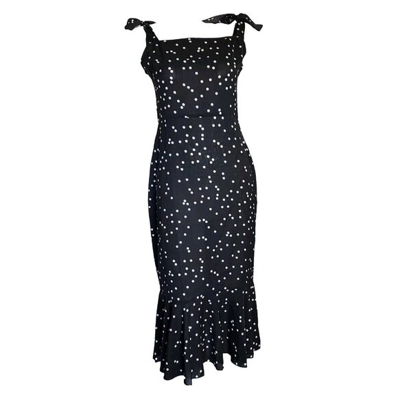Shein Dress Womens Size M Medium Black White Polka Dot Sleeveless Zip Up - Picture 1 of 8